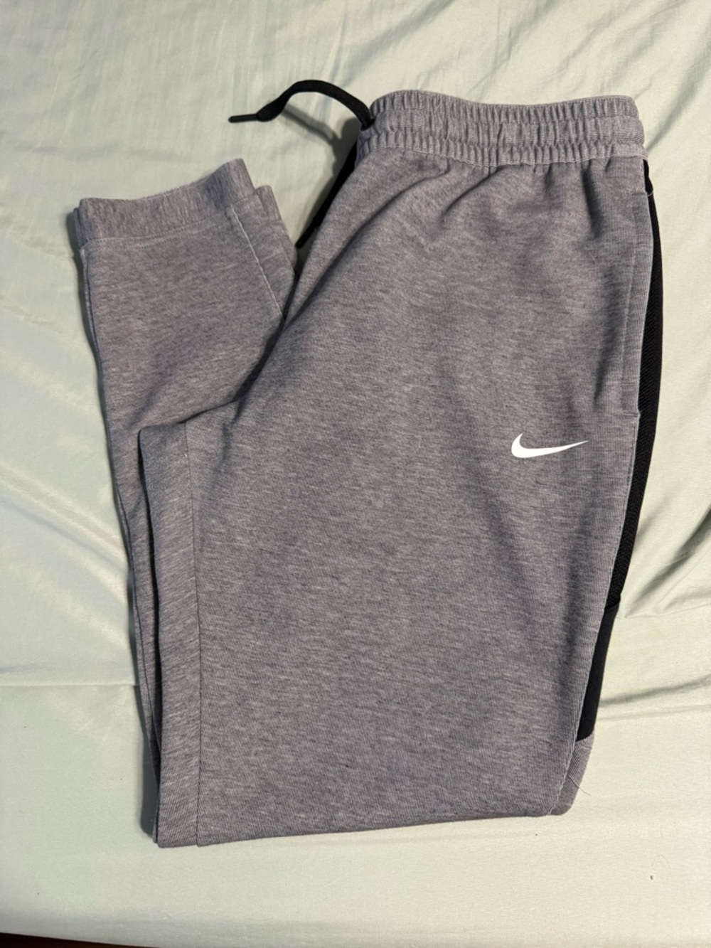 Nike Dri-FIT Heather Gray Athletic Pants with White Swoosh